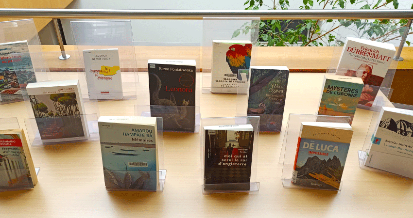 Livres présentés sur une table