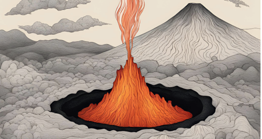 Illustration volcan en eruption