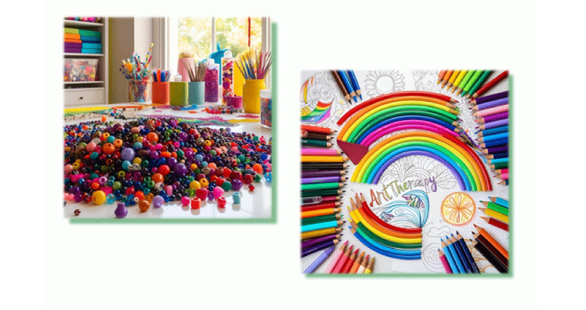 illustration perles de couleurs et coloriages