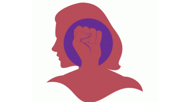 Illustration visage femme avec integration poing leve