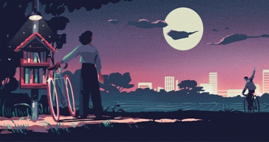 Illustration de nuit de personne de dos pres de boite a livres 